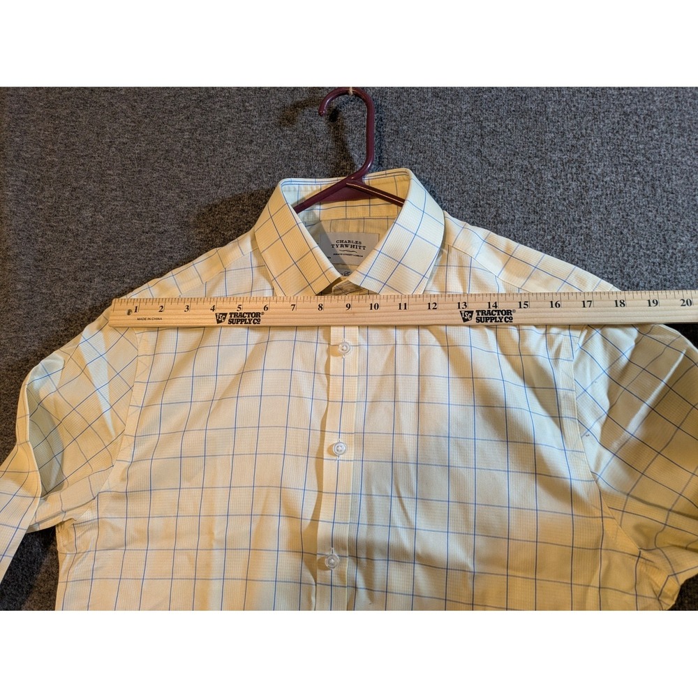 Charles Tyrwhitt Shirt Mens Slim Fit Long Sleeve Button Up 15.5 / 36 Yellow Chk - Picture 4 of 11